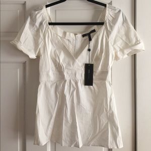 NWT BCBG Max Azria White Woven Cotton Top XS